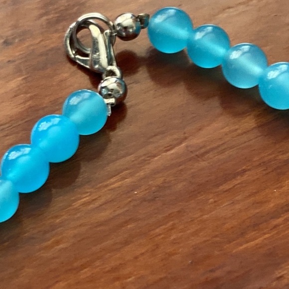 Vintage Blue Moonglow glass  Necklace 18”Length - Picture 9 of 15